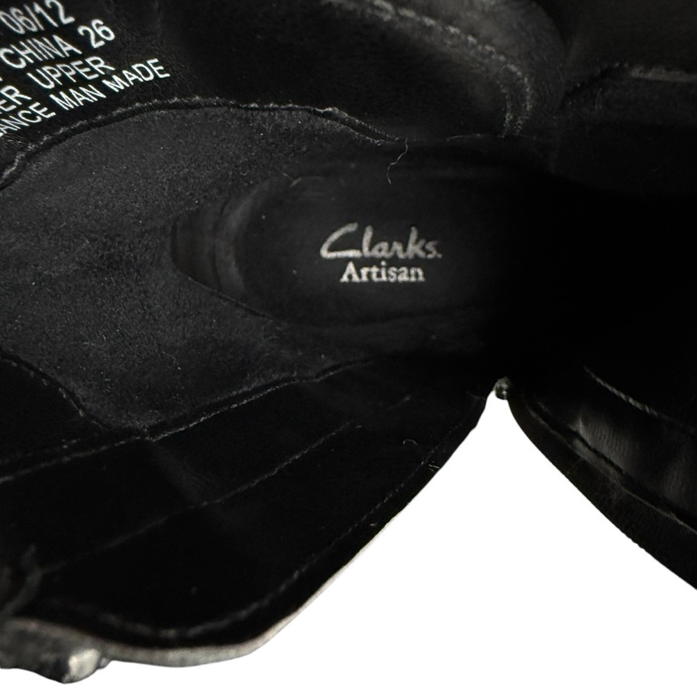Clarks boots Artisan Waterproof Black Leather Ankle SZ 8M Whimsigoth Witchycore - Picture 7 of 11